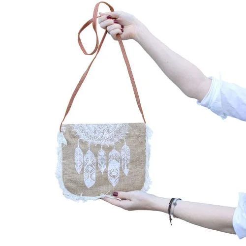 Stylish fringe handbag with Mandela print