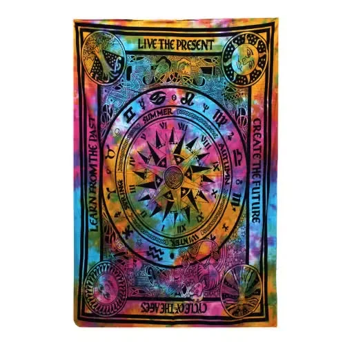 Single cotton bedspread with wall hanging, Cycle of Ages