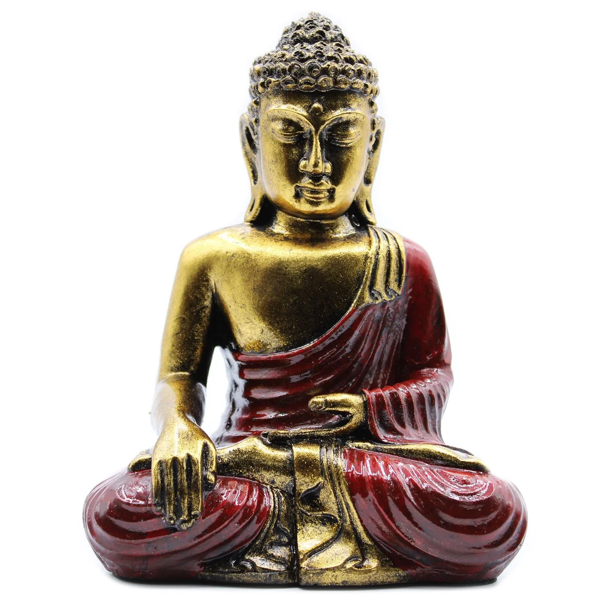 Large red gold Buddha statue.
