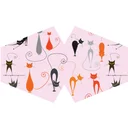 Adult reusable face covering with pink cat pattern