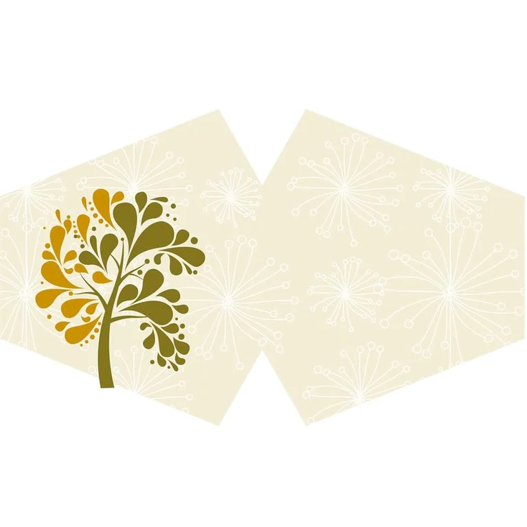 Reusable fashion face covering featuring a golden tree pattern, suitable for adults