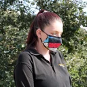 Adult reusable graffiti art face covering, face mask with artistic design.