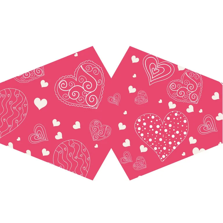 pink heart patterned reusable fashion face covering for adults