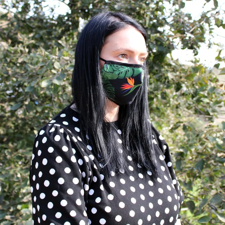 Reusable green jungle face mask for adults