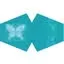 Reusable fashion face covering in blue with butterfly pattern, adult size, showing tie closure.