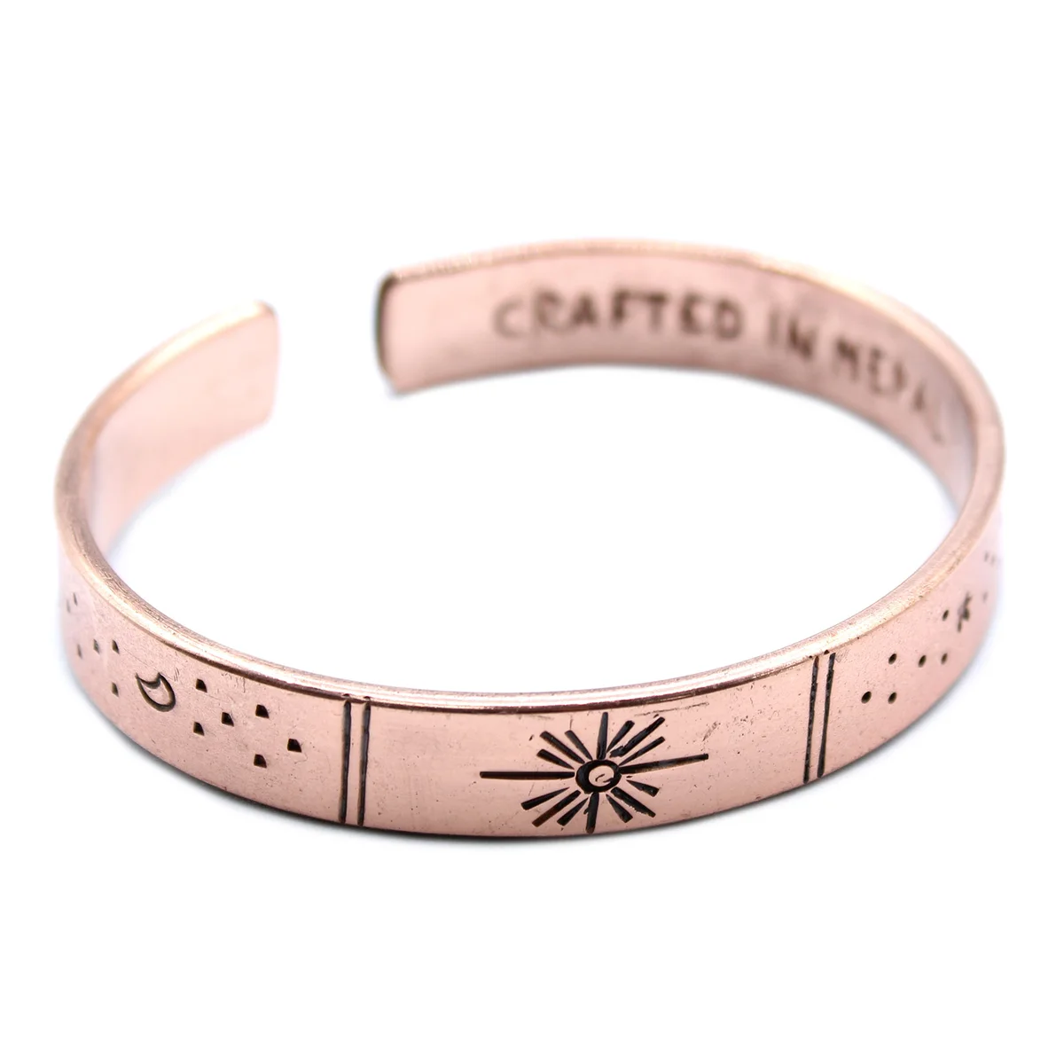 Copper galaxy star bracelet with twinkling celestial design