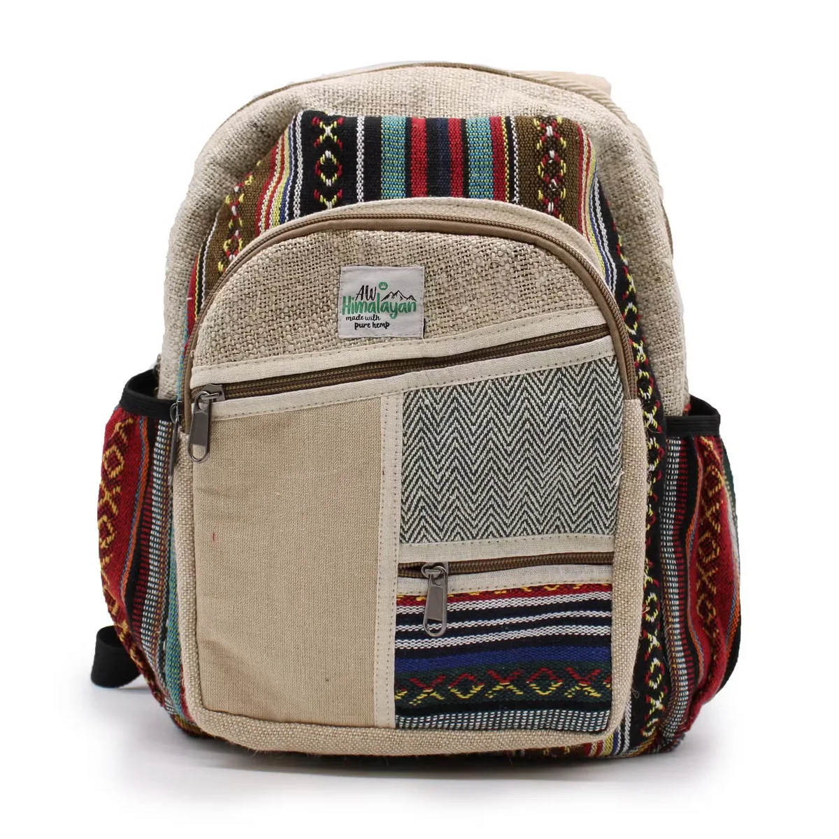 Stylish small backpack with zig zag zipper design shown from the side on a white background
