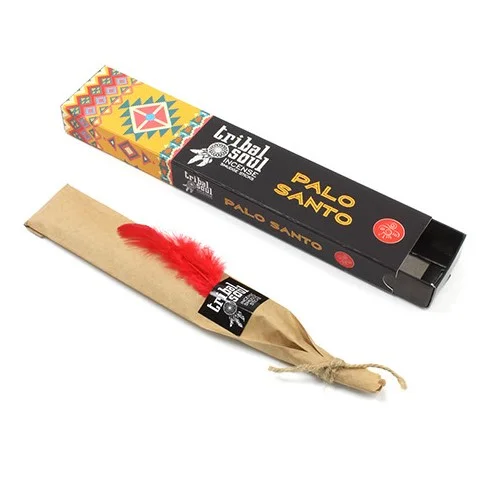 Bundle of Tribal Soul natural incense sticks in Palo Santo scent with packaging on a white background