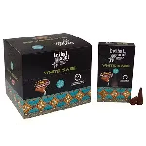 White sage incense cones from Tribal Soul Backflow, shown as incense cones UK.