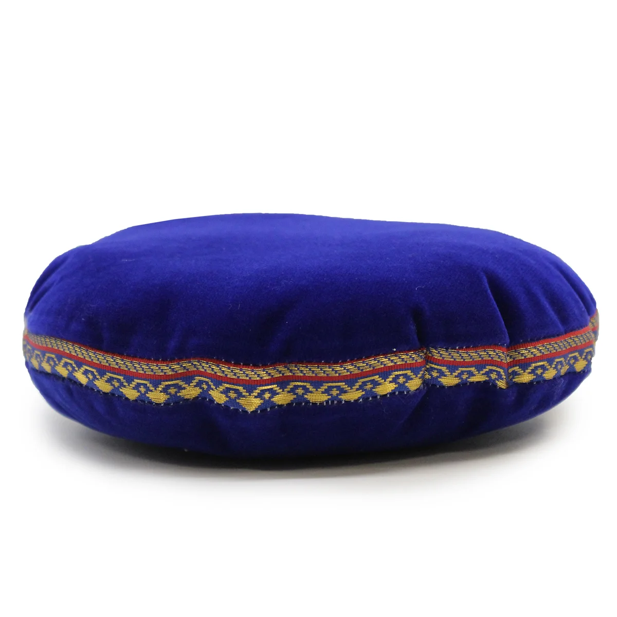 Round red velvet 16cm bowl cushion with stitched edges for supporting singing bowls on flat surfaces