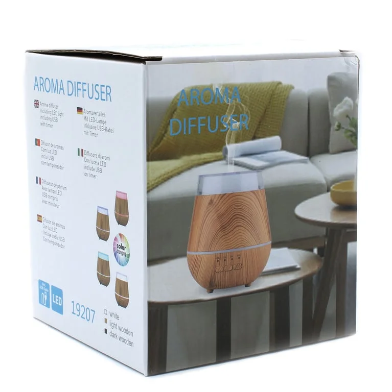 Helsinki timer atomiser diffuser with colour‑changing LED, USB power and timer display.
