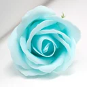 baby blue soap flowers arranged in a medium rose shape
