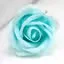 Craft soap flowers in baby blue, medium rose shape.