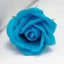 Med rose soap crafted into a flower with royal blue accents