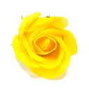 Yellow soap rose crafted into a flower shape.
