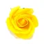 Yellow medium rose craft soap flowers arranged on a white background