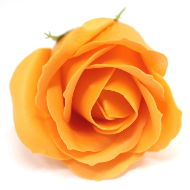 Craft soap flowers: medium rose‑shaped soap in orange colour.