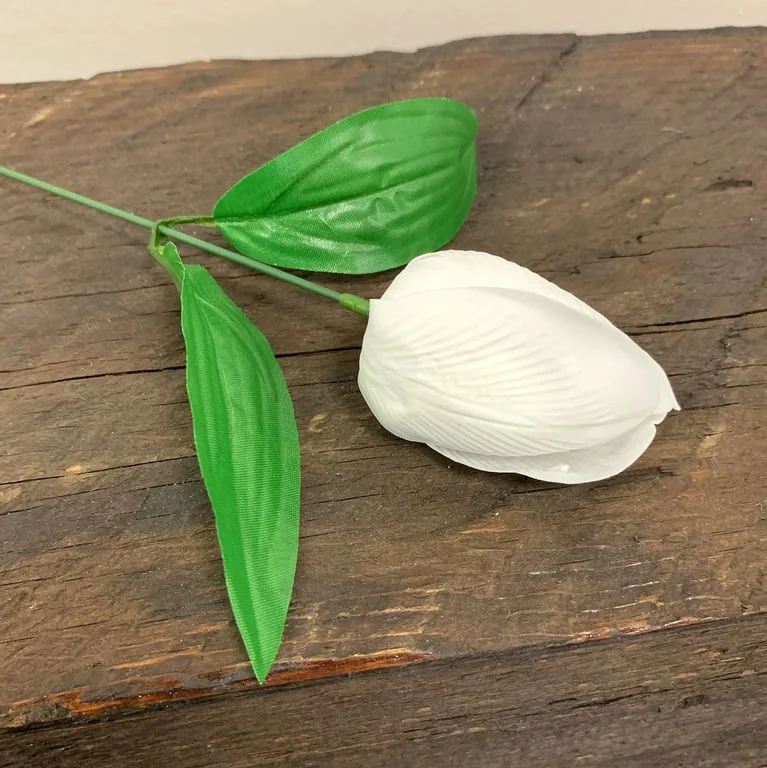 White medium tulip craft soap flower.