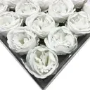 Large peony soap in white, crafted into a flower shape.