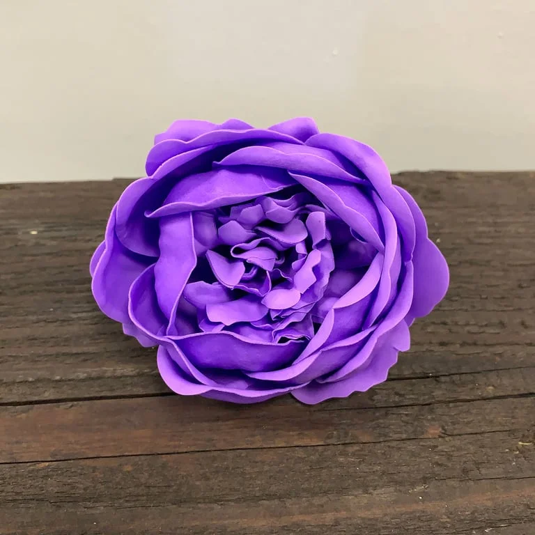 Handcrafted lavender craft soap flower, ext large, in a bright peony shape.