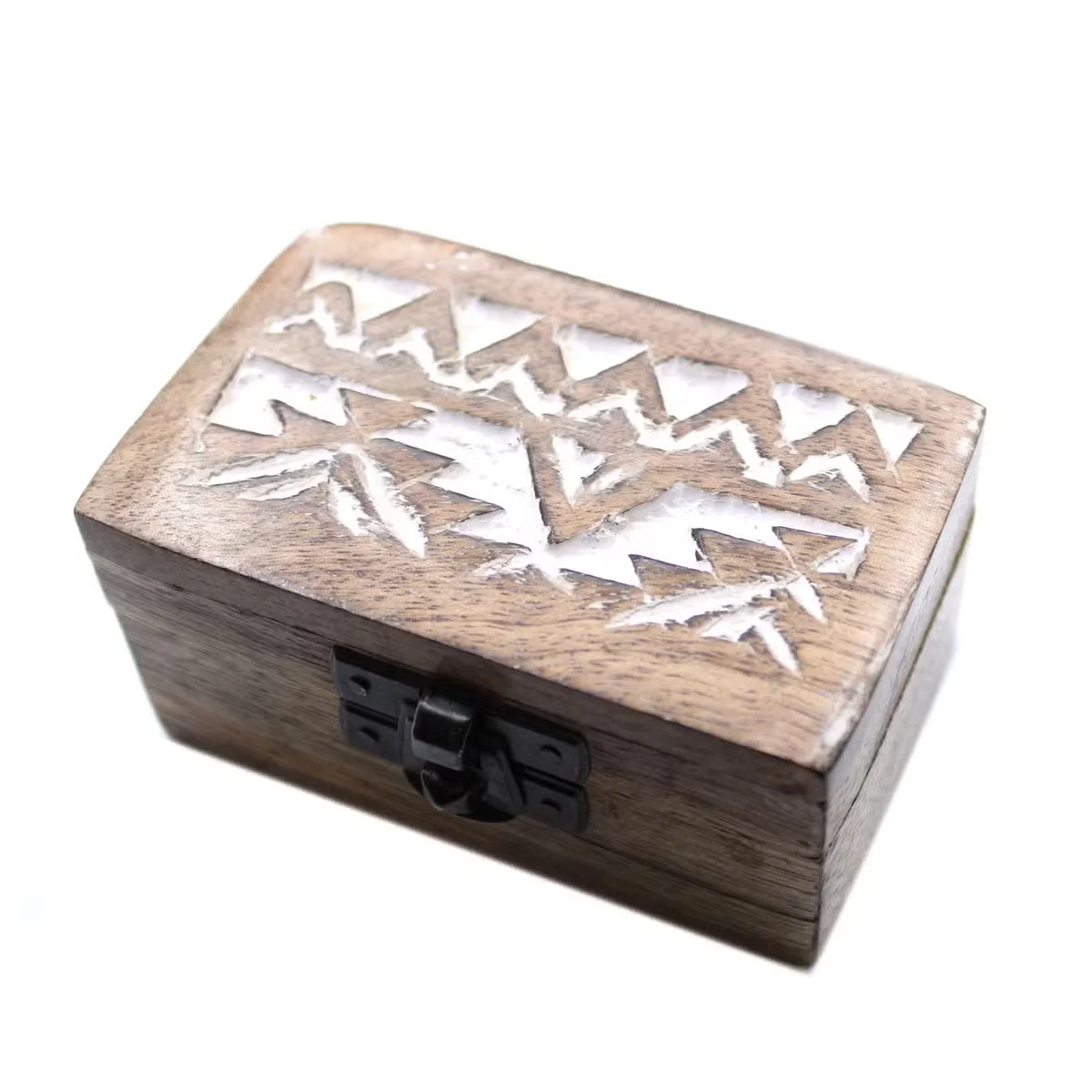White washed wooden pill box featuring Slavic design, perfect for pill box storage
