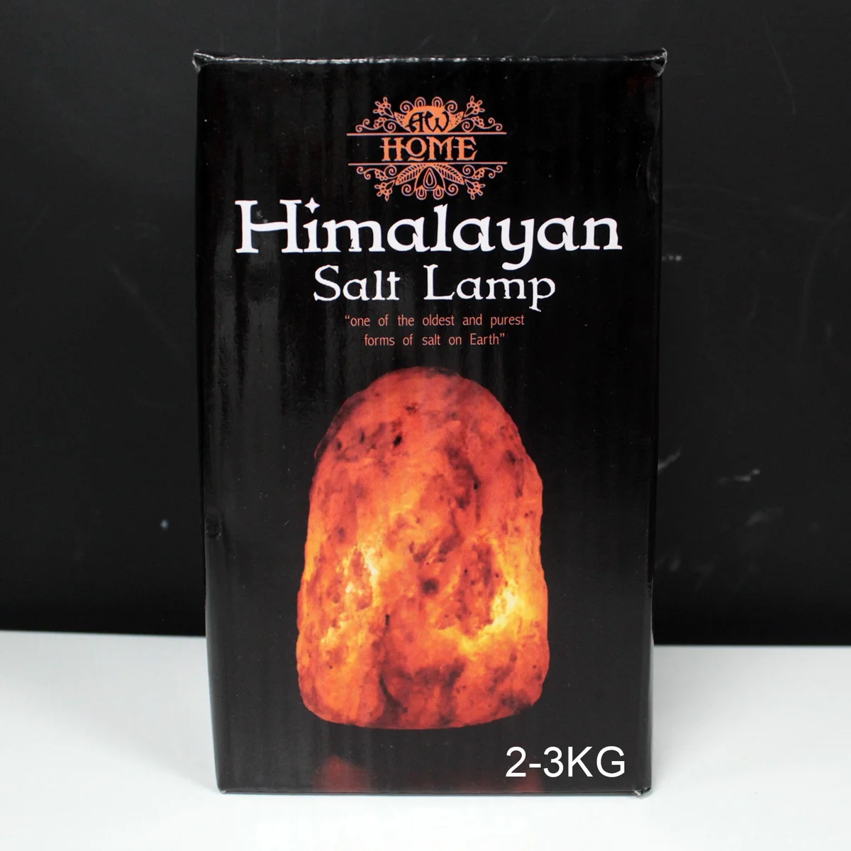 2kg salt lamp on a wooden base, natural salt crystal with soft lighting and gentle glow.