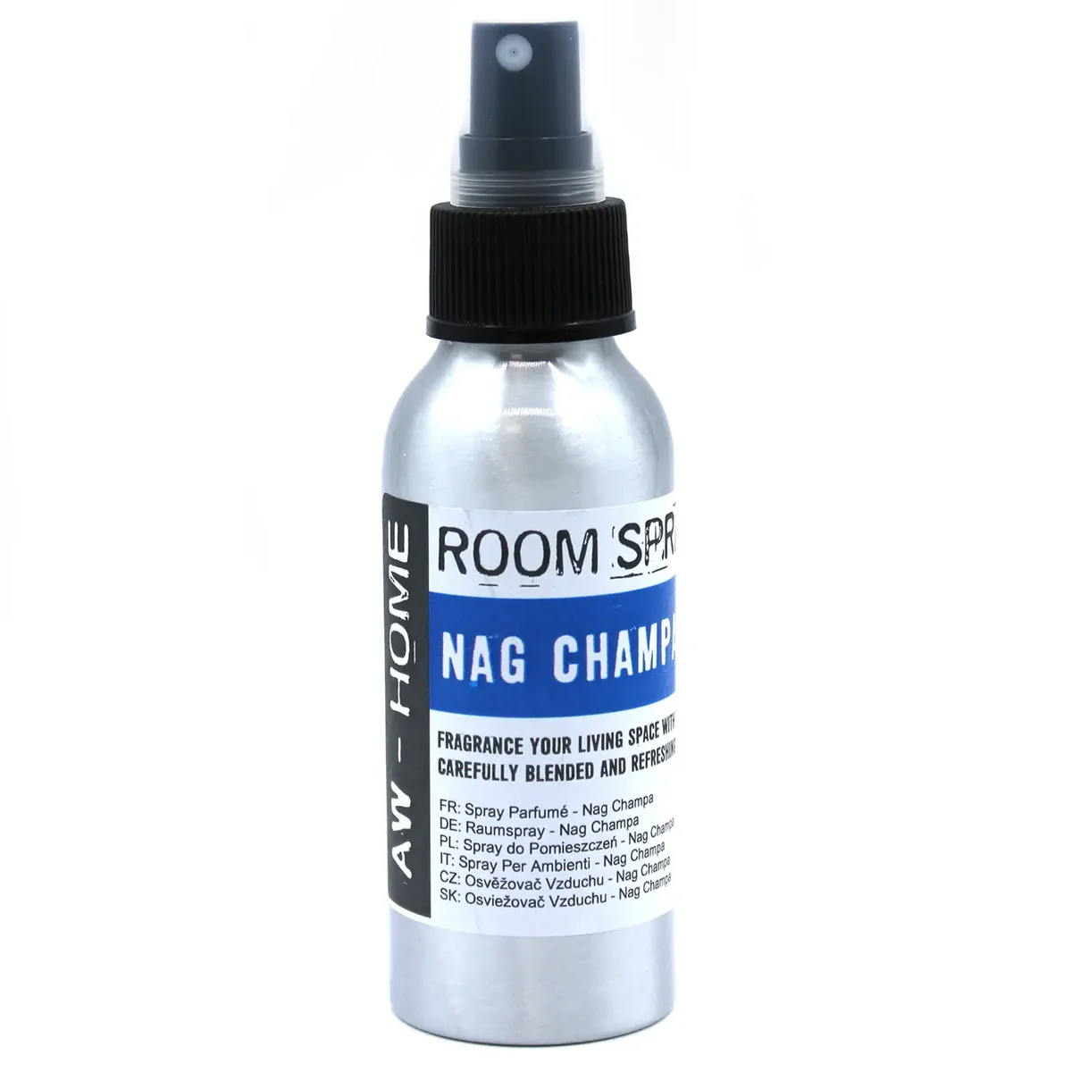 100ml Nag Champa room spray bottle with label, designed for home fragrance and air freshening