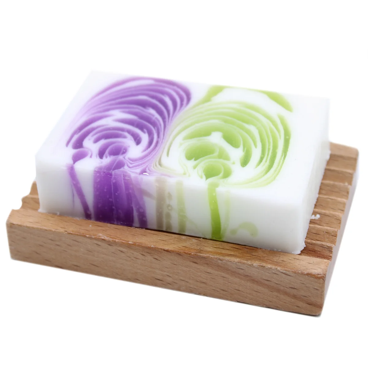 Handcrafted Dewberry bath soap slice 100g with natural texture and smooth edges on a white background