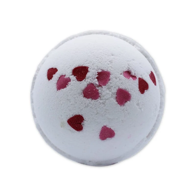 Heart-shaped love hearts bath bomb with wild flowers bath bomb scent