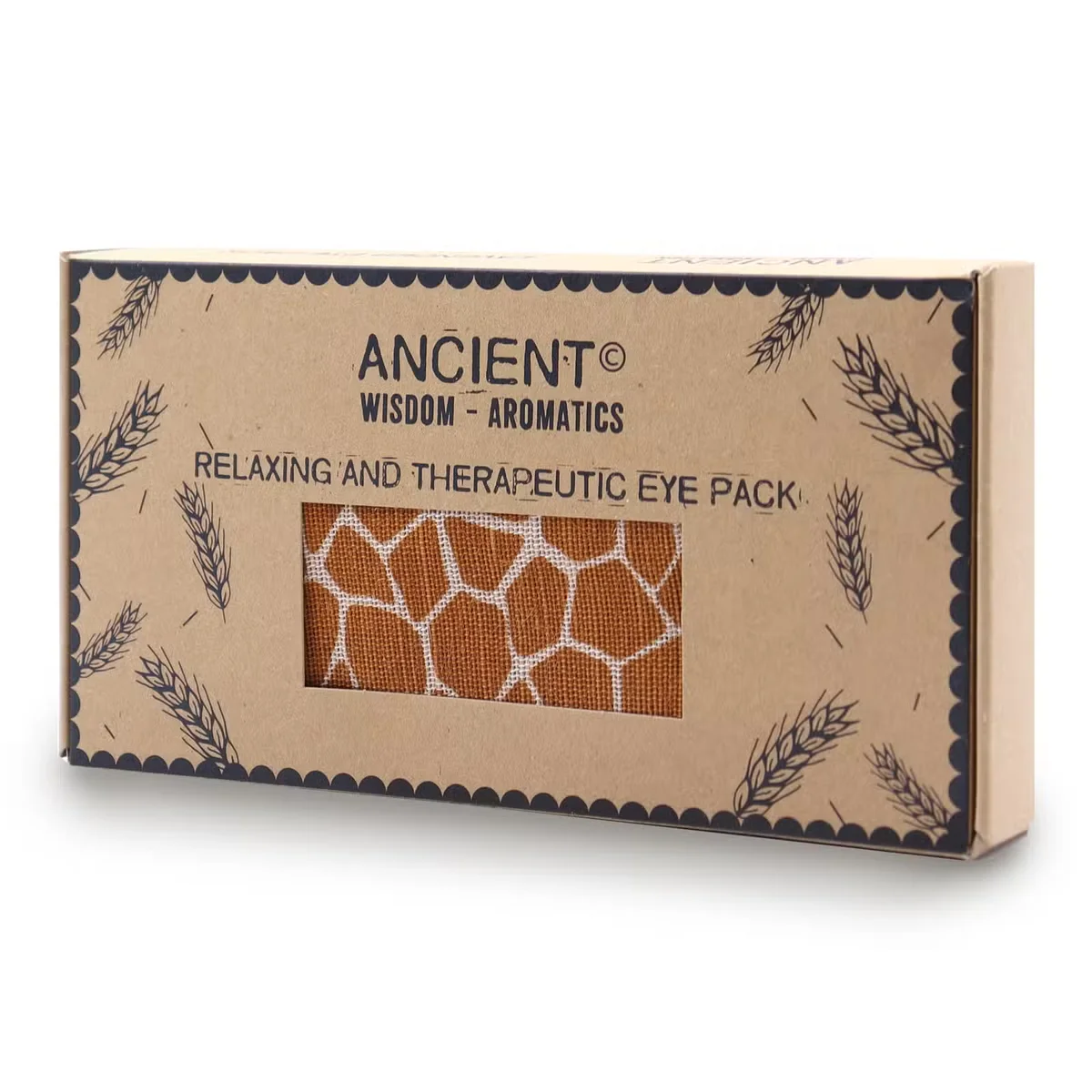 Lavender eye pillow with Madagascar giraffe design in natural cotton and juco, presented in a gift box gift box eye pillow