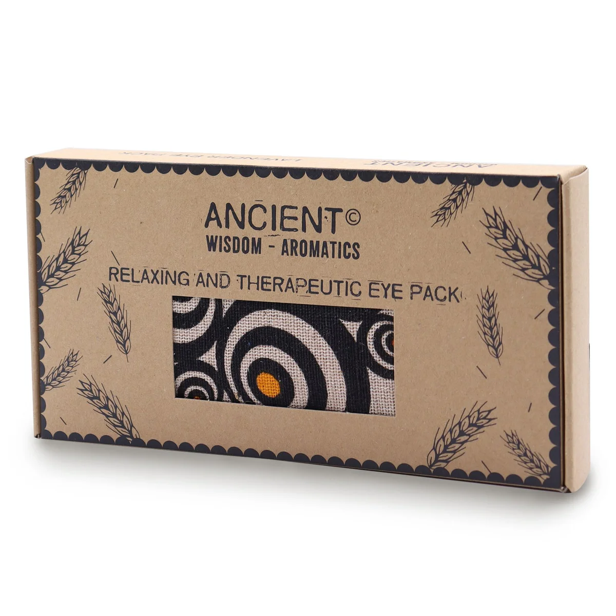 Lavender eye pillow made from natural cotton and juco, presented in a gift box with Illusion design