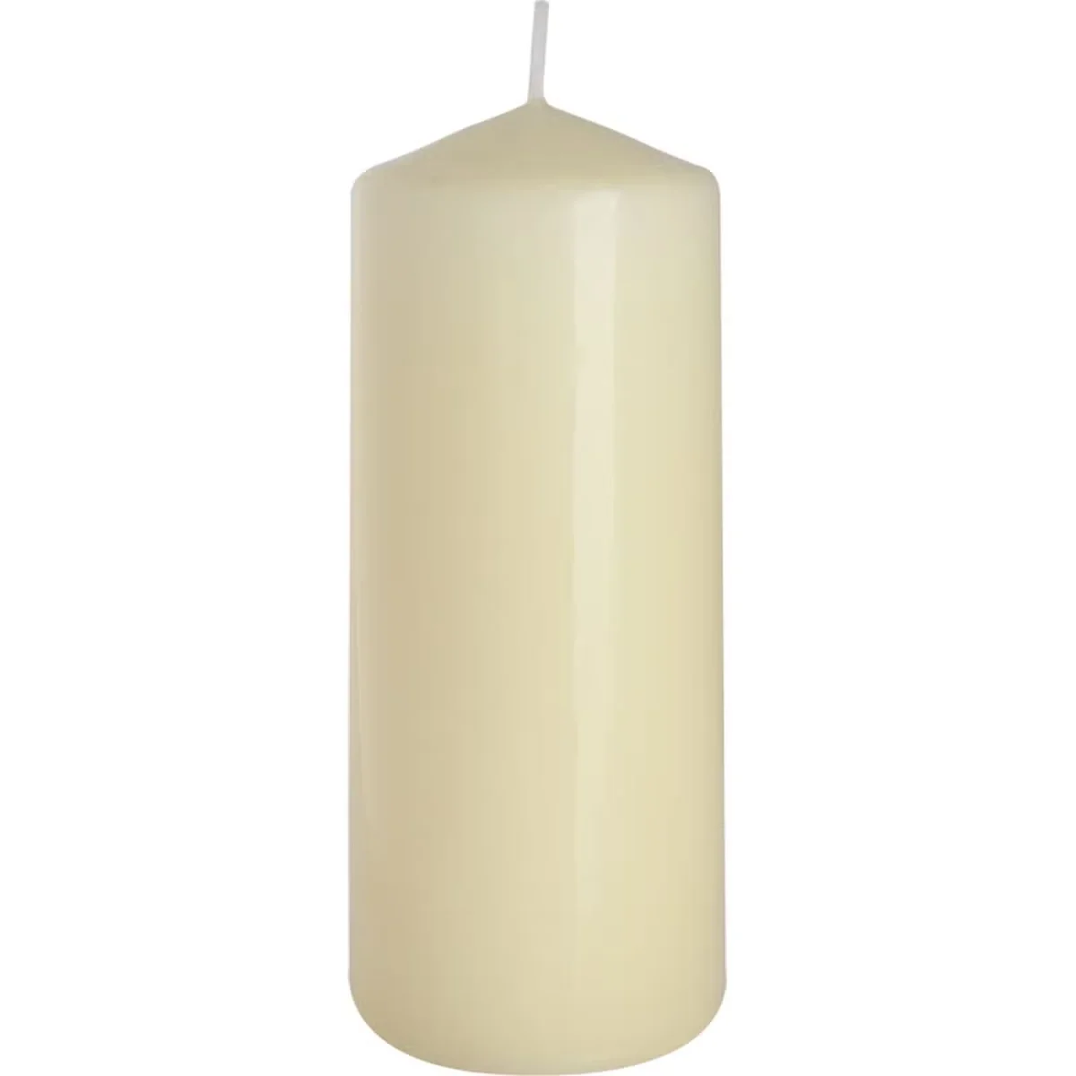 Large ivory pillar candle measuring 60x150mm standing upright on a plain background
