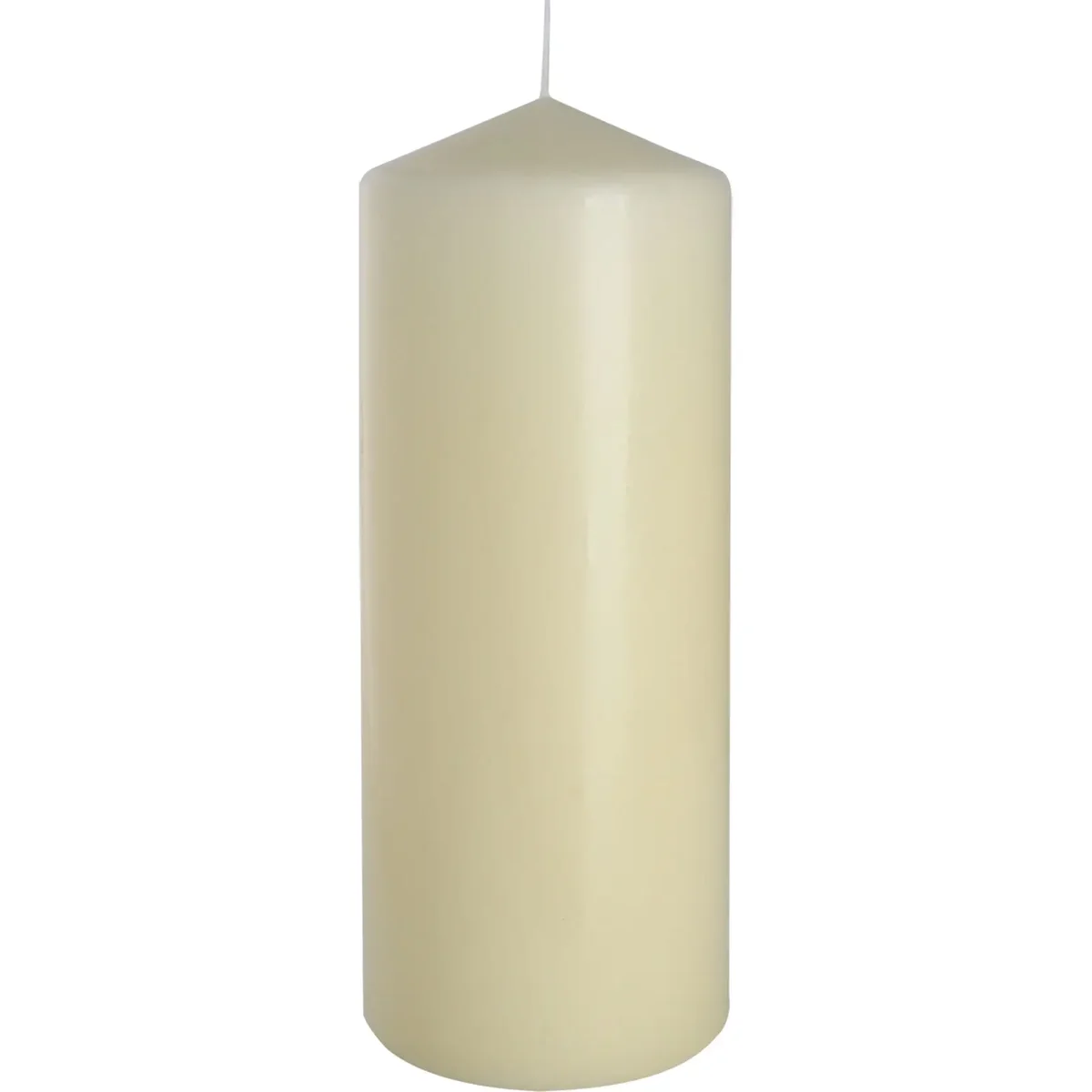 Large ivory pillar candle measuring 80x200mm standing upright on a plain background