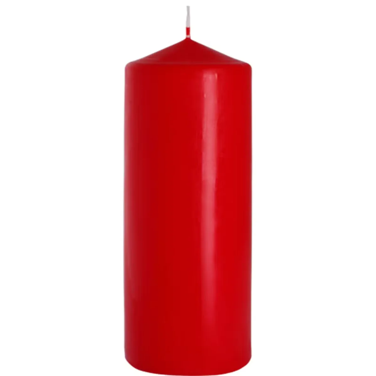 Red pillar candle measuring 80x200mm shown upright on a plain white background