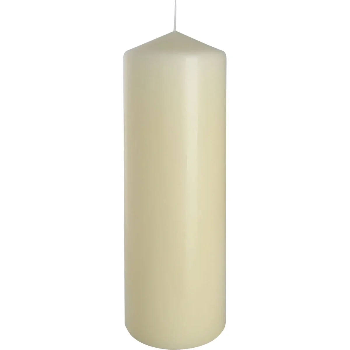 Ivory decorative pillar candle measuring 80x250mm standing upright on a plain background