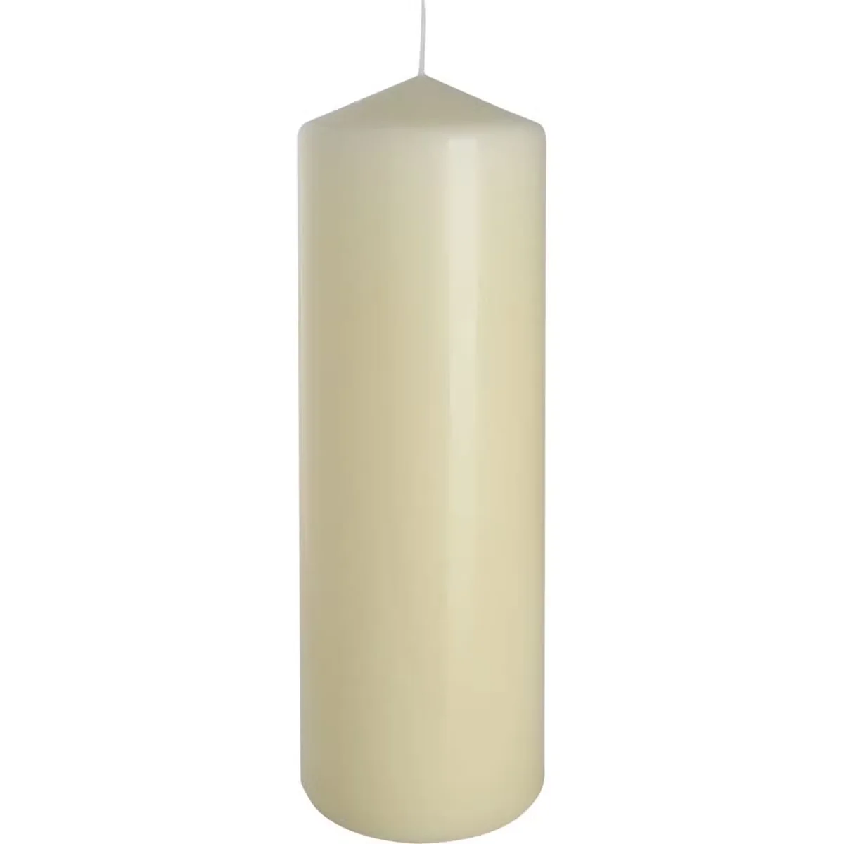 Tall ivory home candle pillar measuring 80x250mm with smooth surface on a white background