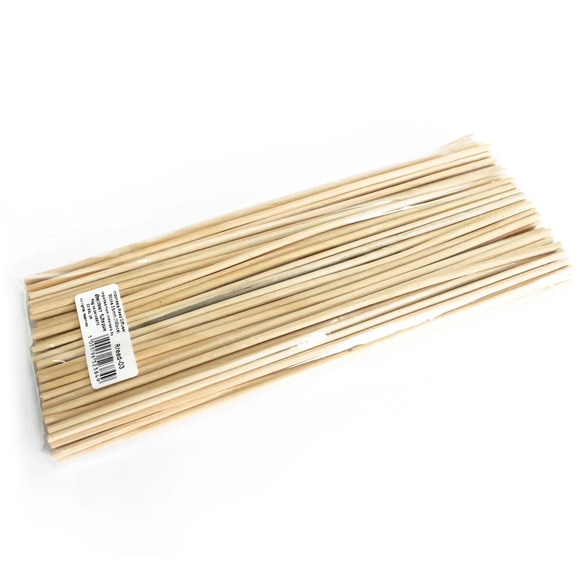 Bundle of approximately 100 slender 3.5mm diffuser sticks made from Indonesia reeds arranged on a plain background