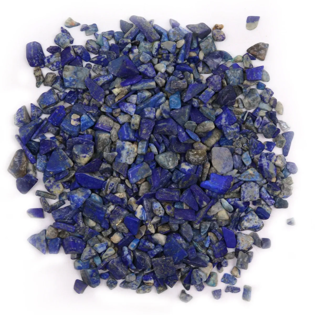 Bulk gemstone chips in deep blue lapis lazuli tones, displayed in a 1KG quantity for crafting and decoration
