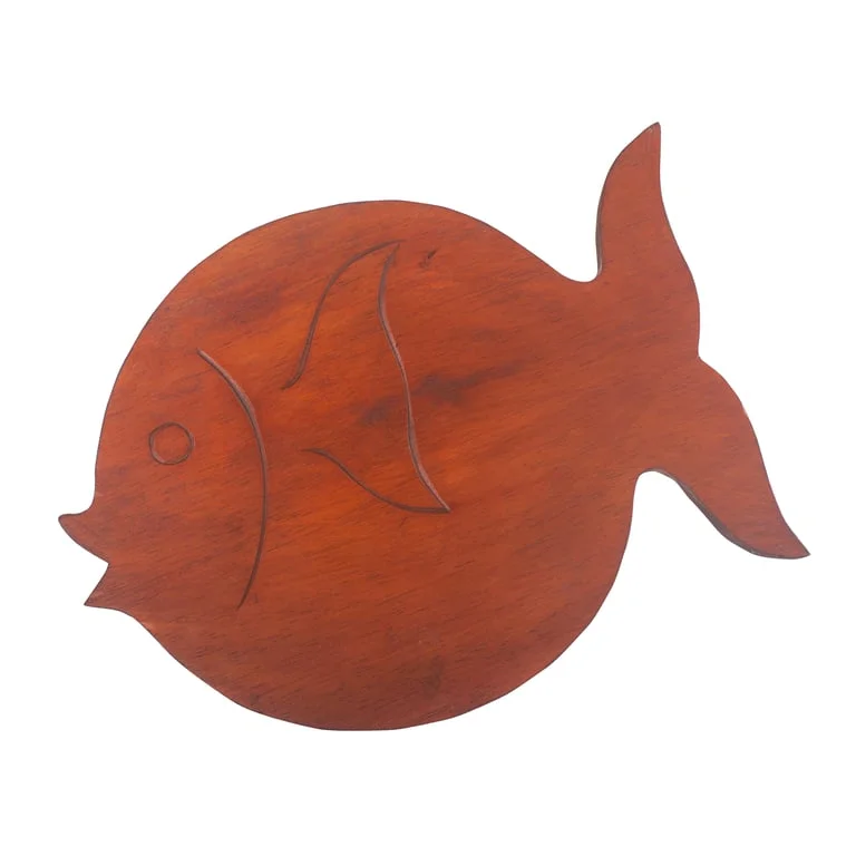Terracotta coloured Albasia wood stand for fish