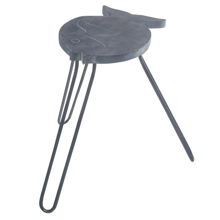 Albasia wood stand in greywash, wooden fish stand displaying a neat joinery design.