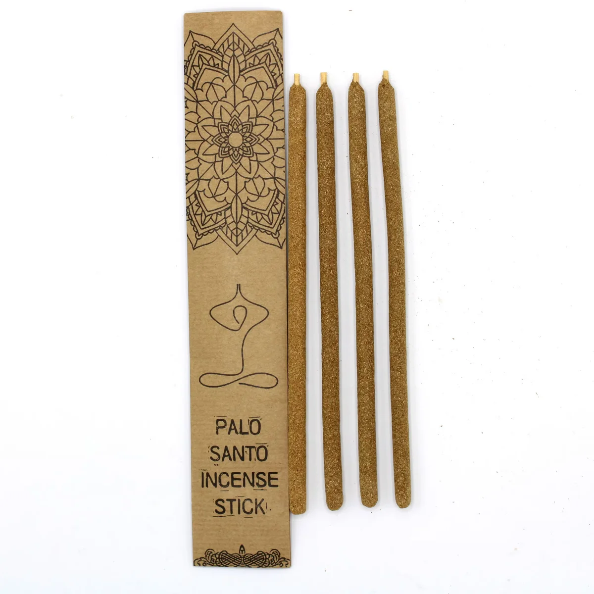 Bundle of large natural incense sticks labeled Palo Santo Classic on a white background