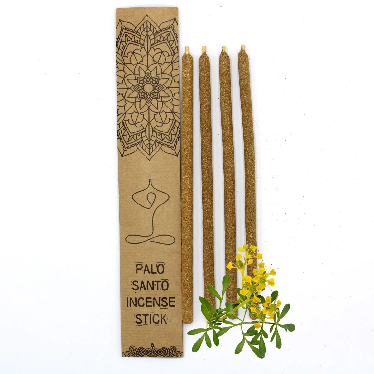 Bundle of large Palo Santo incense sticks with Ruda scent on a white background