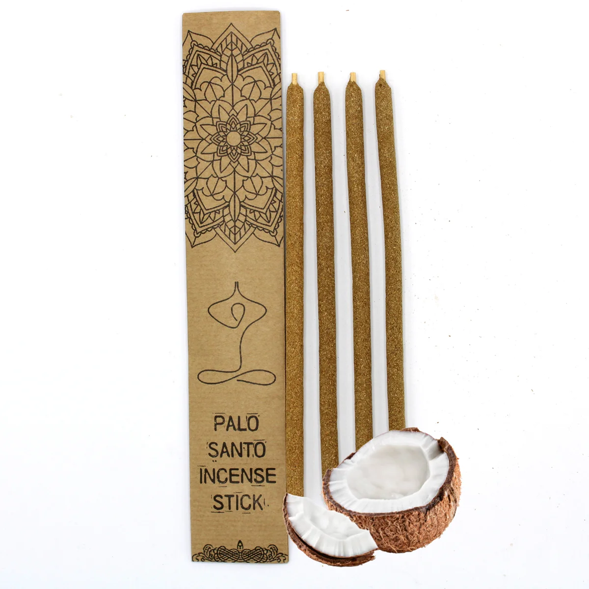 Large Palo Santo incense sticks with coconut scent displayed on a plain background for relaxation and aromatherapy