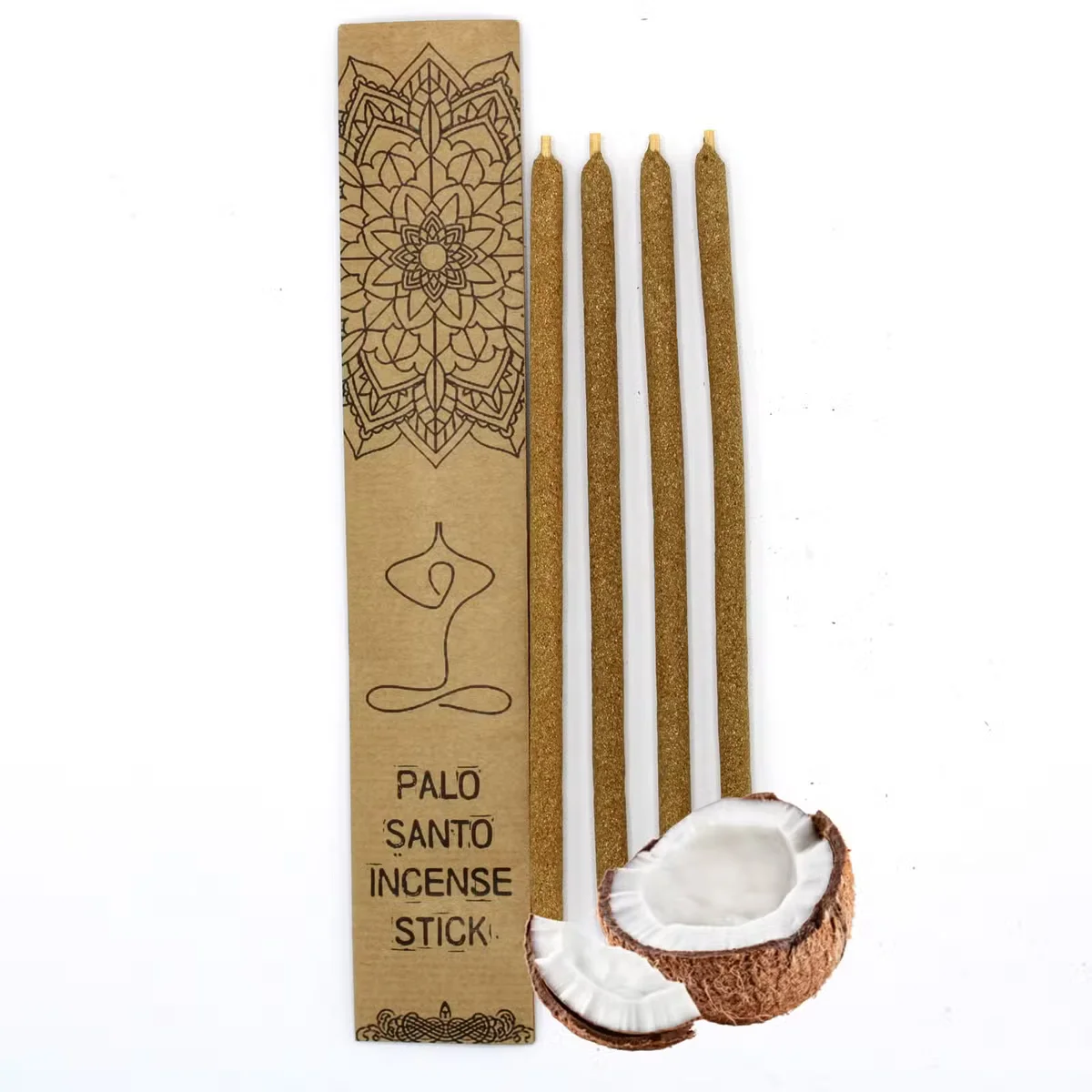 Large Palo Santo natural incense sticks with coconut scent arranged on a white background for UK e-commerce page