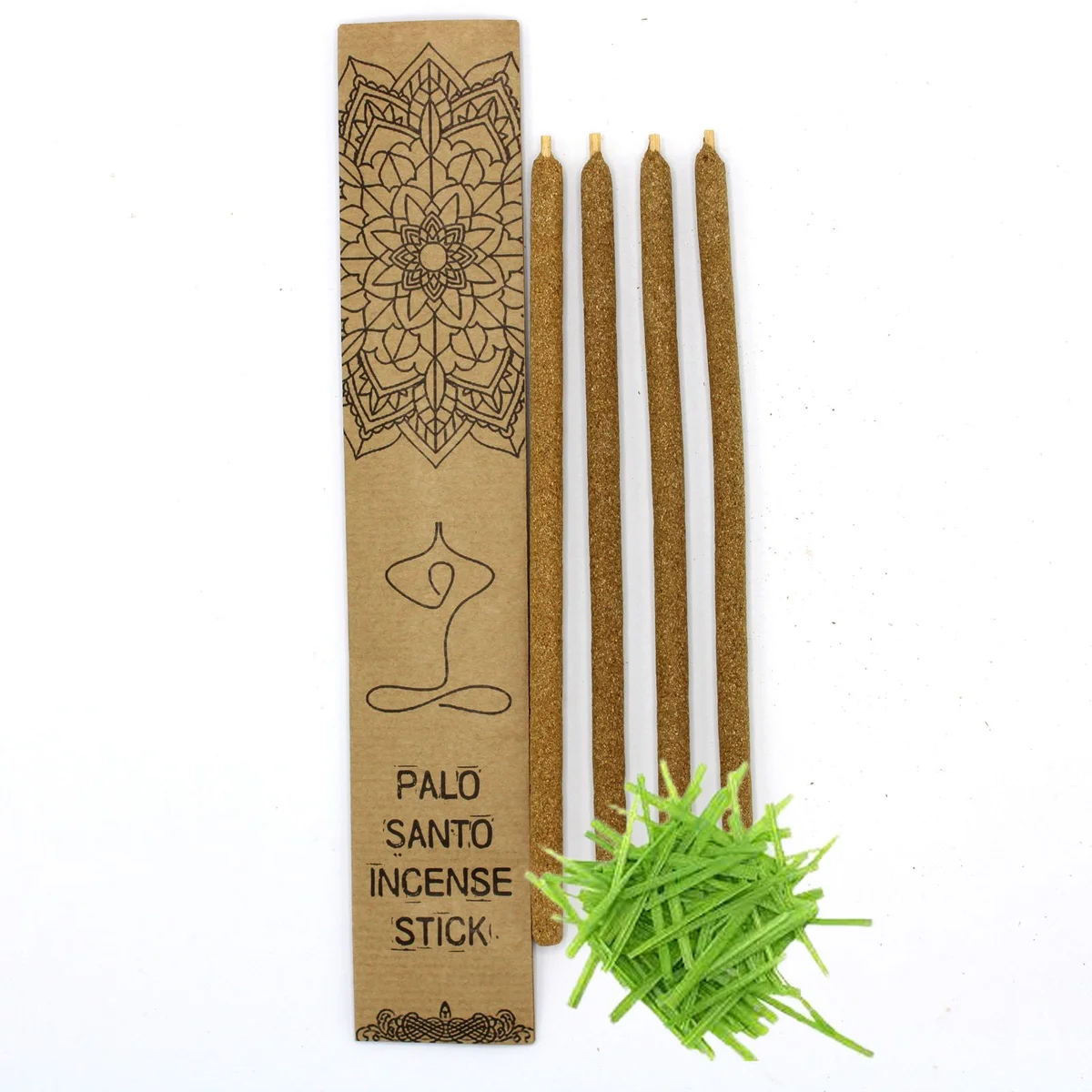 Bundle of large Palo Santo incense sticks with lemongrass scent on a white background