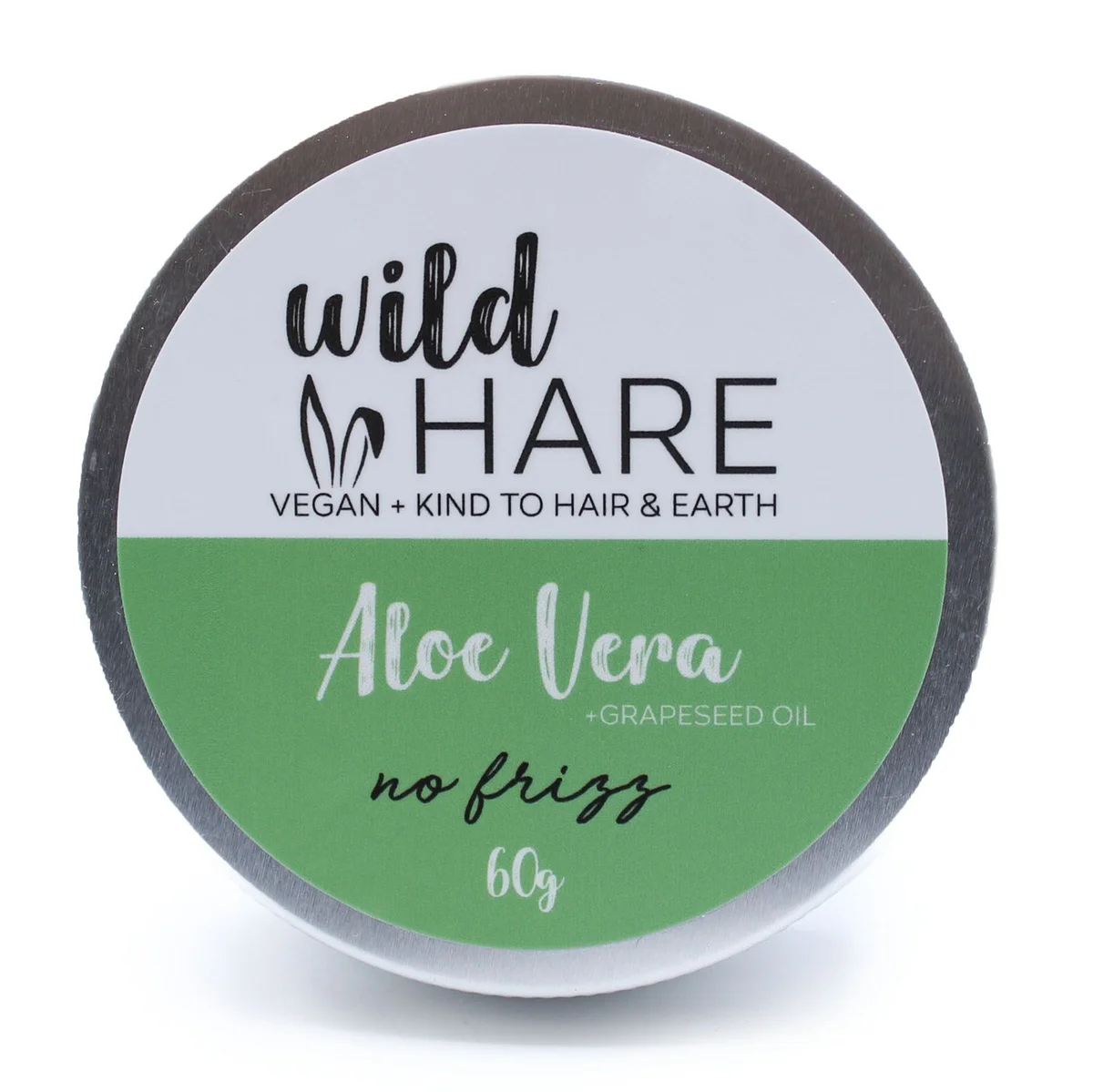 Wild Hare solid aloe vera shampoo bar 60g with green aloe vera design on white background