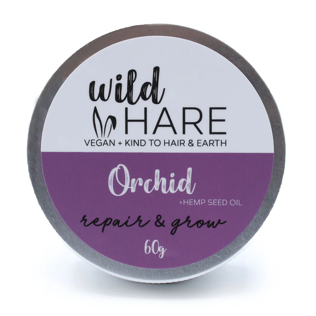 Wild Hare Orchid solid shampoo bar 60g with floral packaging on a white background