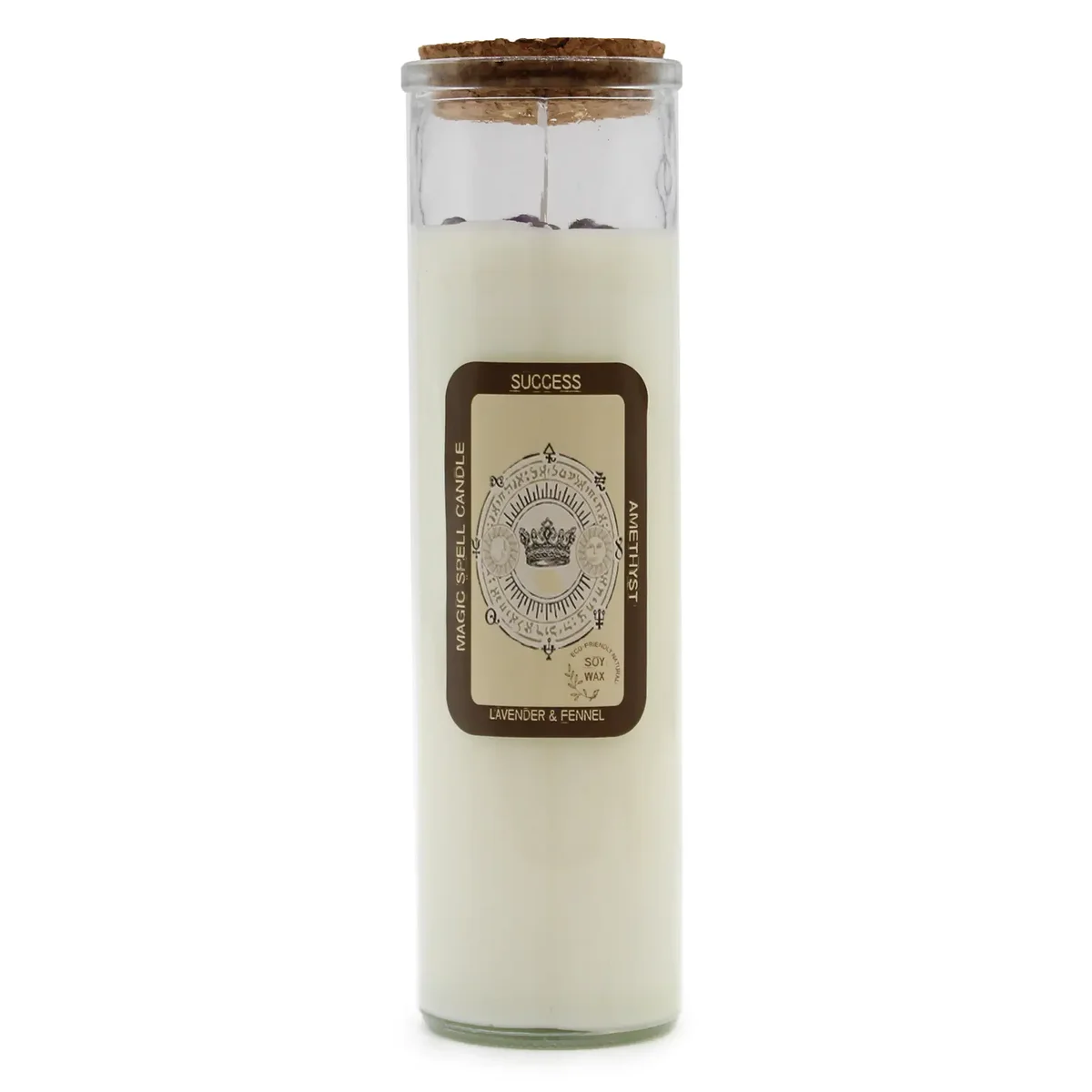 Magic Spell success candle in a glass jar with label, designed for success rituals and positive energy.