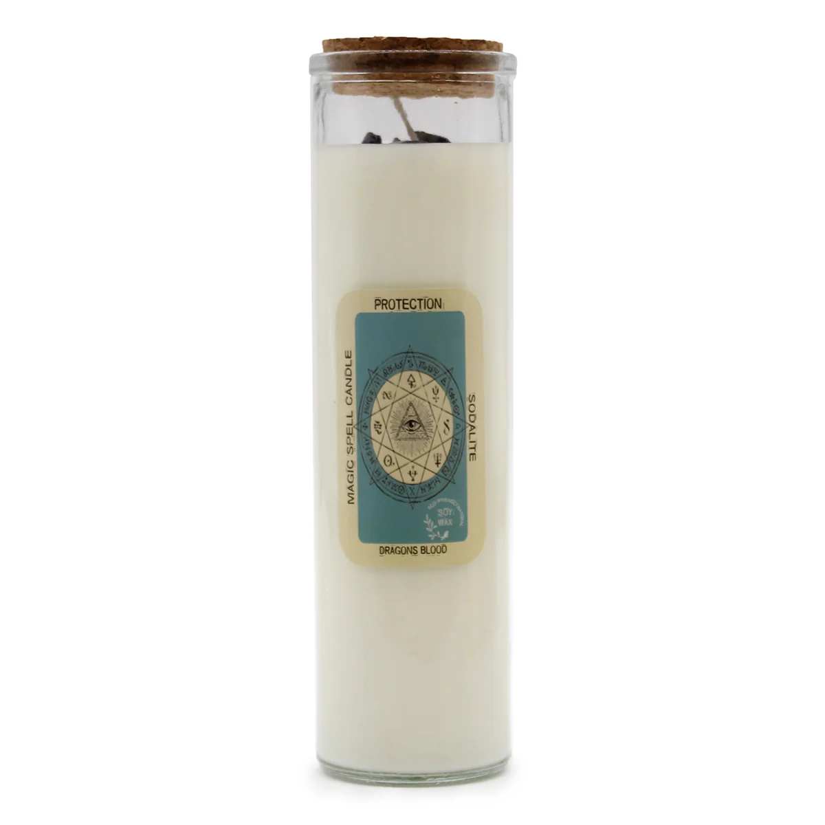Lit Magic Spell Candle - Protection with mystical symbols, one of the spell candles for protection collection