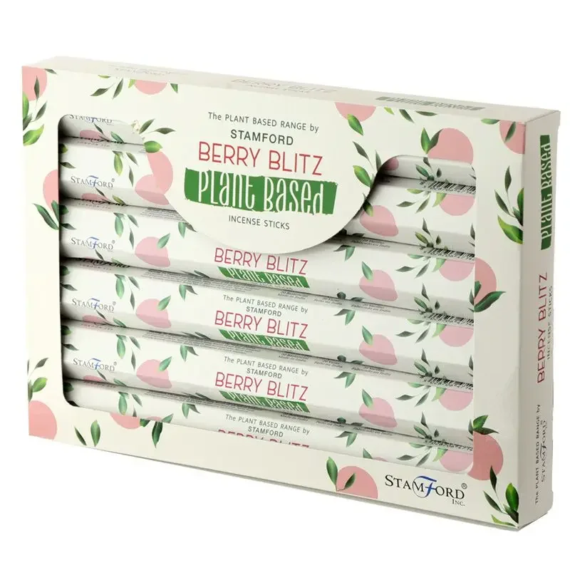 Berry Blitz plant based incense sticks in packaging, highlighting berry scented incense for aromatic use